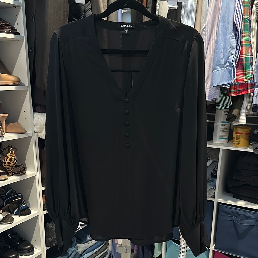 Express Black Button-Up Blouse